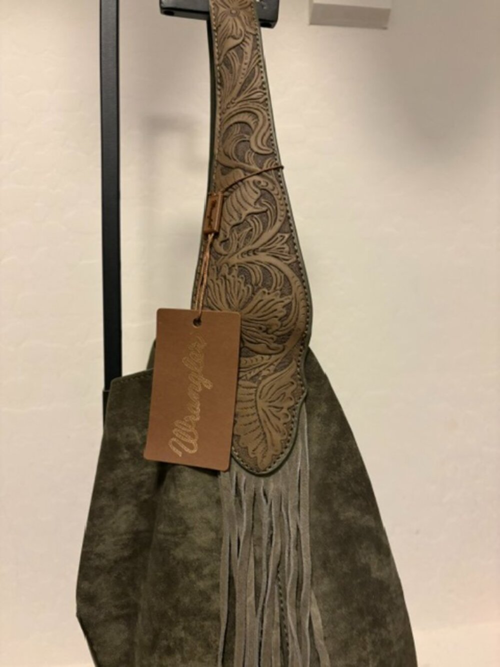 New Wrangler Fringe Floral Tooled Hobo Bag, Brown, NWT - Picture 2 of 4